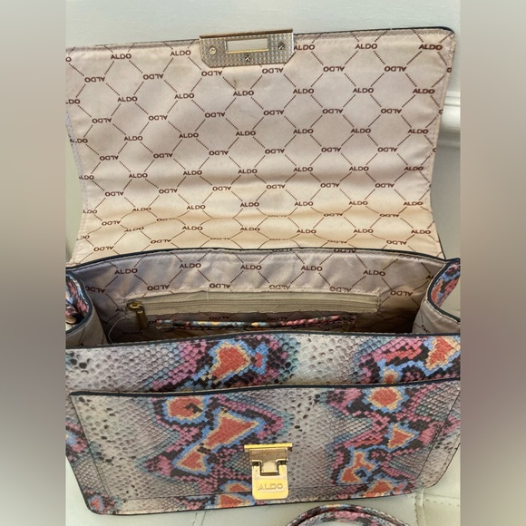 ALDO JERILINI Python Snakeskin multi convertible crossbody, gold hardware EUC - Picture 8 of 15